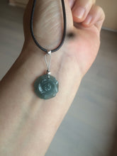 Load image into Gallery viewer, 100% Natural blue gray green Guatemala jadeite Jade flower pendant group BH61