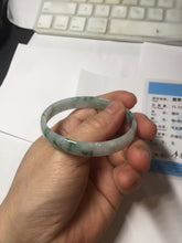 Load image into Gallery viewer, 51mm Certified Type A 100% Natural icy watery light green with green floating flowers thin Jadeite Jade bangle PJ56-1886