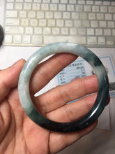 Load image into Gallery viewer, 55.5mm Certified Type A 100% Natural Dark Green Blue Gray Black Moonlit Ink (水墨月色) Round Cut Jadeite Jade Bangle BS149-0742