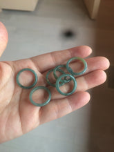 Load image into Gallery viewer, 14.5mm/size 3 1/2 100% natural type A icy watery green/blue slim Guatemala jadeite jade band ring BH63