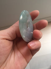 Load image into Gallery viewer, 50.2mm 100% Natural oily light green/purple/gray jadeite Jade Safety Guardian Button(donut) Pendant/worry stone F144
