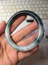 Load image into Gallery viewer, 55.5mm Certified Type A 100% Natural Dark Green Blue Gray Black Moonlit Ink (水墨月色) Round Cut Jadeite Jade Bangle BS149-0742
