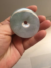 Load image into Gallery viewer, 50.2mm 100% Natural oily light green/purple/gray jadeite Jade Safety Guardian Button(donut) Pendant/worry stone F144