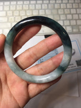 Load image into Gallery viewer, 55.5mm Certified Type A 100% Natural Dark Green Blue Gray Black Moonlit Ink (水墨月色) Round Cut Jadeite Jade Bangle BS149-0742