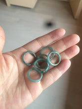 Load image into Gallery viewer, 14.5mm/size 3 1/2 100% natural type A icy watery green/blue slim Guatemala jadeite jade band ring BH63
