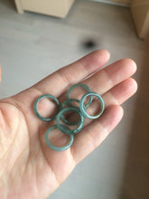 Load image into Gallery viewer, 14.5mm/size 3 1/2 100% natural type A icy watery green/blue slim Guatemala jadeite jade band ring BH63