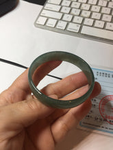 Load image into Gallery viewer, 51.7mm Certified type A 100% Natural oily dark green gray (油青) thin Jadeite Jade bangle PB273-1042