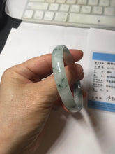 Load image into Gallery viewer, 51mm Certified Type A 100% Natural icy watery light green with green floating flowers thin Jadeite Jade bangle PJ56-1886