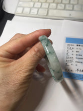 Load image into Gallery viewer, 51mm Certified Type A 100% Natural icy watery light green with green floating flowers thin Jadeite Jade bangle PJ56-1886