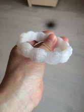 Load image into Gallery viewer, 55.8mm 100% natural white light pink purple carved flowers Quartzite (Shetaicui jade) bangle SY66