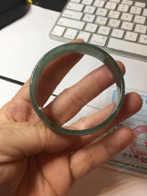 Load image into Gallery viewer, 51.7mm Certified type A 100% Natural oily dark green gray (油青) thin Jadeite Jade bangle PB273-1042