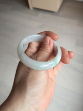 Load image into Gallery viewer, 47mm certified 100% natural Type A icy watery sunny green white oval jadeite jade bangle BP47-9362