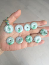 Load image into Gallery viewer, 19.3-22.4mm Type A 100% Natural sunny green/purple/gray Jadeite Jade Safety Guardian Button donuts Pendant group BL147