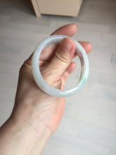 Load image into Gallery viewer, 47mm certified 100% natural Type A icy watery sunny green white oval jadeite jade bangle BP47-9362