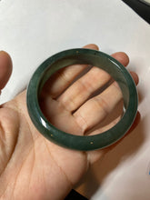 Load image into Gallery viewer, 57.5mm certified type A 100% Natural icy watery dark green/black Jadeite jade bangle AM71-1090