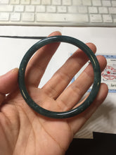 Load image into Gallery viewer, 60mm Certified Type A 100% Natural light green/blue/gray Guatemala slim round cut Jadeite bangle BP207-1015