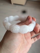 Load image into Gallery viewer, 55.8mm 100% natural white light pink purple carved flowers Quartzite (Shetaicui jade) bangle SY66