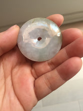 Load image into Gallery viewer, 40.6mm 100% Natural sunny green/purple/gray jadeite Jade Safety Guardian Button(donut) Pendant/worry stone F145