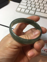 Load image into Gallery viewer, 51.7mm Certified type A 100% Natural oily dark green gray (油青) thin Jadeite Jade bangle PB273-1042