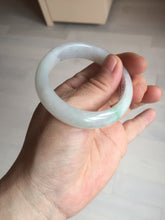 Load image into Gallery viewer, 47mm certified 100% natural Type A icy watery sunny green white oval jadeite jade bangle BP47-9362