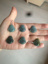 Load image into Gallery viewer, 100% Natural blue gray green Guatemala jadeite Jade happy buddha pendant group BH58
