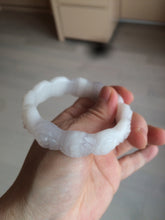 Load image into Gallery viewer, 55.8mm 100% natural white light pink purple carved flowers Quartzite (Shetaicui jade) bangle SY66