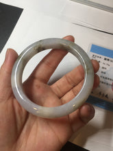 Load image into Gallery viewer, 57.5mm Certified Type A 100% Natural icy watery white purple black brown seaweeds and golden sand Jadeite Jade bangle H159-7064