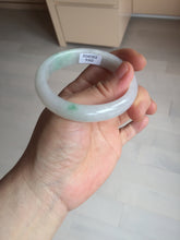 Load image into Gallery viewer, 47mm certified 100% natural Type A icy watery sunny green white oval jadeite jade bangle BP47-9362