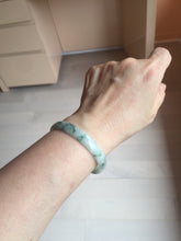 Load image into Gallery viewer, 51mm Certified Type A 100% Natural icy watery light green with green floating flowers thin Jadeite Jade bangle PJ56-1886