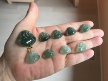 Load image into Gallery viewer, 100% Natural type A icy watery dark green(老油青) happy Buddha jadeite pendant BP178