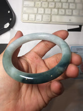 Load image into Gallery viewer, 57.5mm Certified Type A 100% Natural Dark Green Blue Gray Black Moonlit Ink (水墨月色) Round Cut Jadeite Jade Bangle BS150-0741