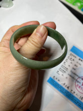Load image into Gallery viewer, 51.6mm certified Type A 100% Natural oily dark green thin style Jadeite jade bangle AM73-2825