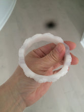 Load image into Gallery viewer, 55.8mm 100% natural white light pink purple carved flowers Quartzite (Shetaicui jade) bangle SY66