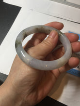 Load image into Gallery viewer, 57.5mm Certified Type A 100% Natural icy watery white purple black brown seaweeds and golden sand Jadeite Jade bangle H159-7064