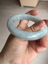 Load image into Gallery viewer, 56.3mm certified 100% natural type A icy watery white light green chubby jadeite jade bangle AH97-0549