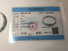 Load image into Gallery viewer, 51mm Certified Type A 100% Natural icy watery light green with green floating flowers thin Jadeite Jade bangle PJ57-1885