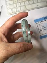 Load image into Gallery viewer, 51mm Certified Type A 100% Natural icy watery light green with green floating flowers thin Jadeite Jade bangle PJ57-1885