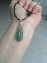 Load image into Gallery viewer, 100% Natural type A icy oily dark green Jadeite Jade seashell (福贝) pendant F146