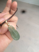 Load image into Gallery viewer, 100% Natural type A icy oily dark green Jadeite Jade seashell (福贝) pendant F146