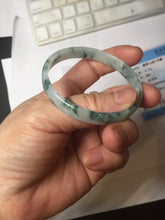 Load image into Gallery viewer, 51mm Certified Type A 100% Natural icy watery light green with green floating flowers thin Jadeite Jade bangle PJ57-1885