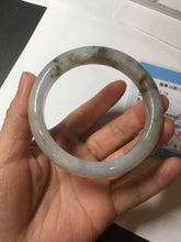 Load image into Gallery viewer, 57.5mm Certified Type A 100% Natural icy watery white purple black brown seaweeds and golden sand Jadeite Jade bangle H159-7064