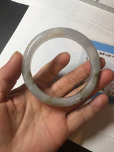 Load image into Gallery viewer, 57.5mm Certified Type A 100% Natural icy watery white purple black brown seaweeds and golden sand Jadeite Jade bangle H159-7064