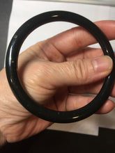 Load image into Gallery viewer, 62.8mm certified 100% Natural dark green/black meteorite round cut nephrite bangle HN133-0589