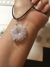 Load image into Gallery viewer, Type A 100% Natural light green/white/purple jadeite Jade flower Pendant PB47