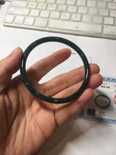 Load image into Gallery viewer, 60.2mm Certified Type A 100% Natural light green/blue/gray Guatemala slim round cut Jadeite bangle BP209-1026