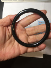 Load image into Gallery viewer, 62.8mm certified 100% Natural dark green/black meteorite round cut nephrite bangle HN133-0589