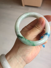 Load image into Gallery viewer, 56mm certified 100% natural icy watery light white/sunny green jadeite jade bangle BN72-3878