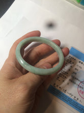Load image into Gallery viewer, 49mm certified 100% natural Type A light green/white oval jadeite jade bangle BG28-5445