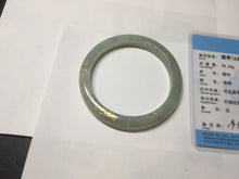 Load image into Gallery viewer, 54.9mm 100% Natural type A dark green yellow carved flowers and golden-painted Jadeite Jade bangle PD97-0277