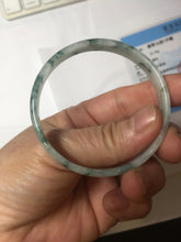 Load image into Gallery viewer, 51mm Certified Type A 100% Natural icy watery light green with green floating flowers thin Jadeite Jade bangle PJ57-1885